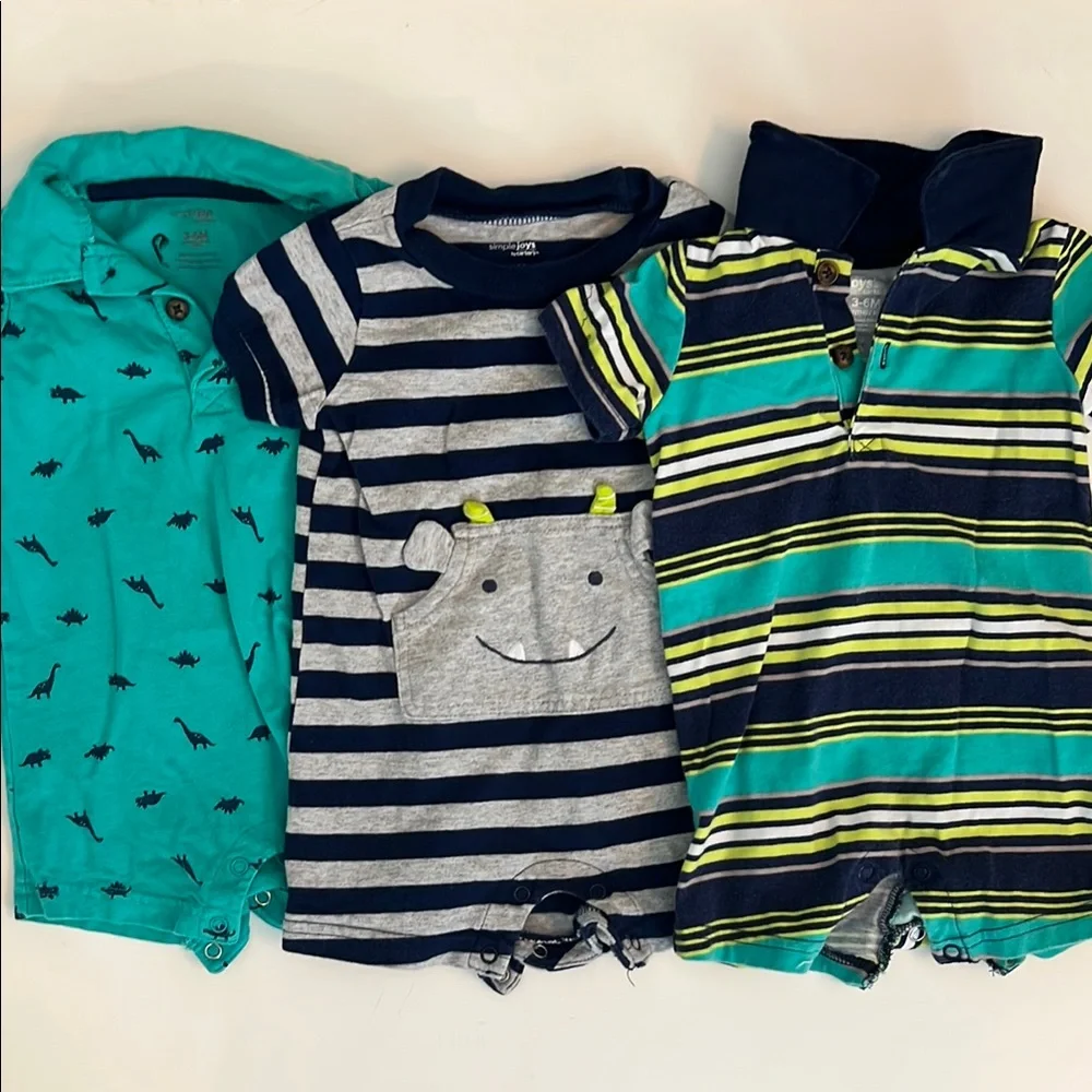 GUC - 3 Boys 3-6 Month Shorts Rompers